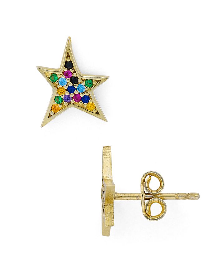 Aqua Multicolor Star Stud Earrings In 18k Gold-plated Sterling Silver - 100% Exclusive In Gold/multi