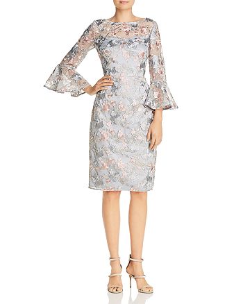 Eliza J Embroidered Mesh Illusion Dress | Bloomingdale's