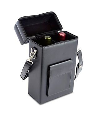 Shop Royce New York Leather Double Wine Carrying Case In Black