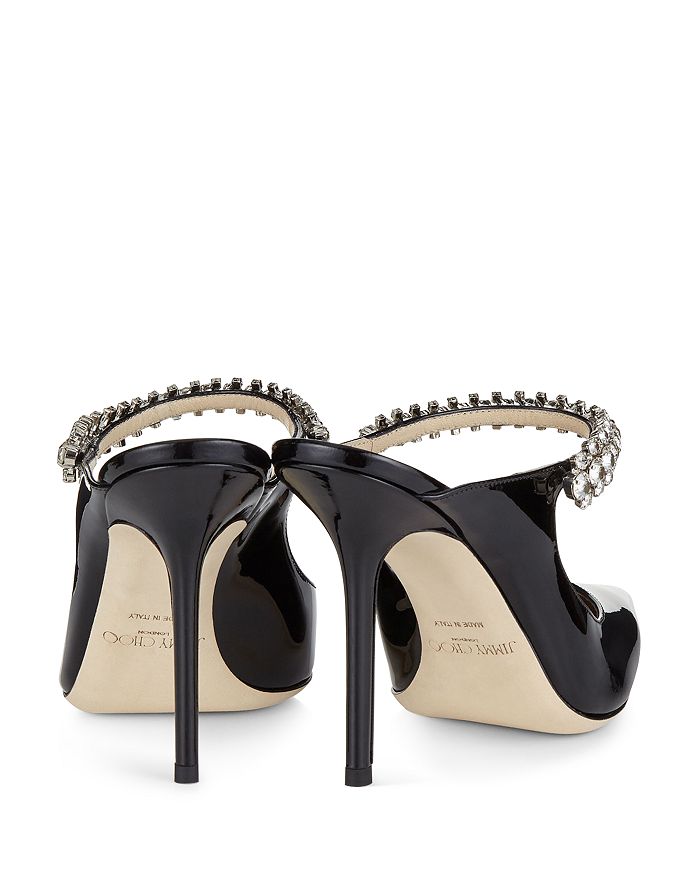 Shop Jimmy Choo Women's Bing 100 Embellished High Heel Mules In Black Patent Leather