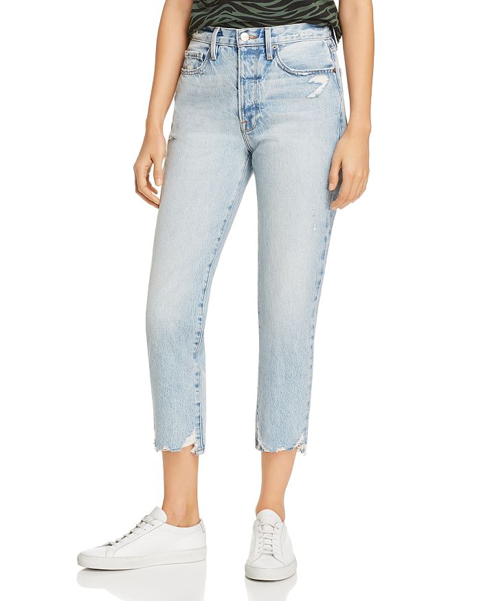 FRAME Le Original High-Rise Distressed Straight-Leg Jeans in Clash ...