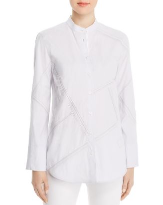 Lafayette 148 New York Lenno Beaded Embroidered Stripe Blouse ...