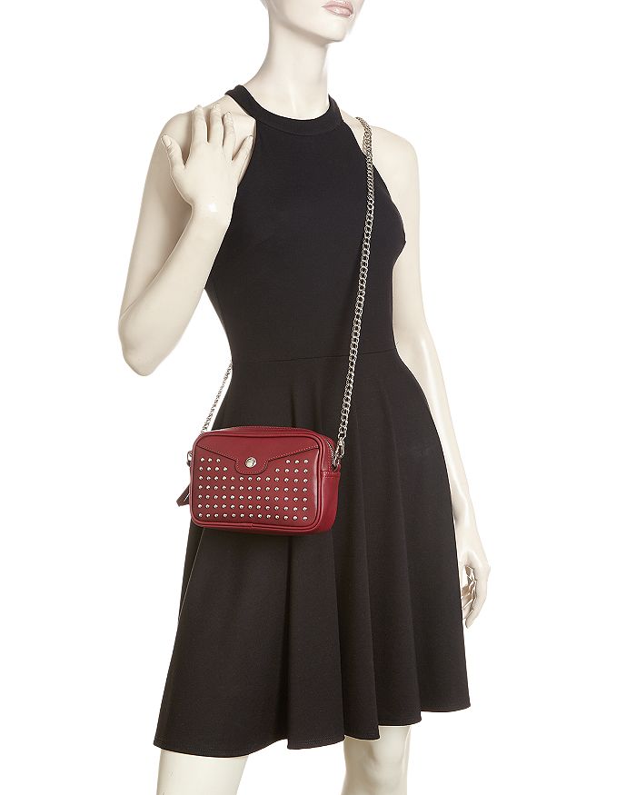 Longchamp Mademoiselle Rock Studded Leather Crossbody In Black