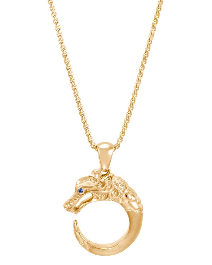 JOHN HARDY 18K YELLOW GOLD LEGENDS NAGA PENDANT NECKLACE WITH BLUE SAPPHIRE EYES, 18,GS6501255BHBSPX16-18