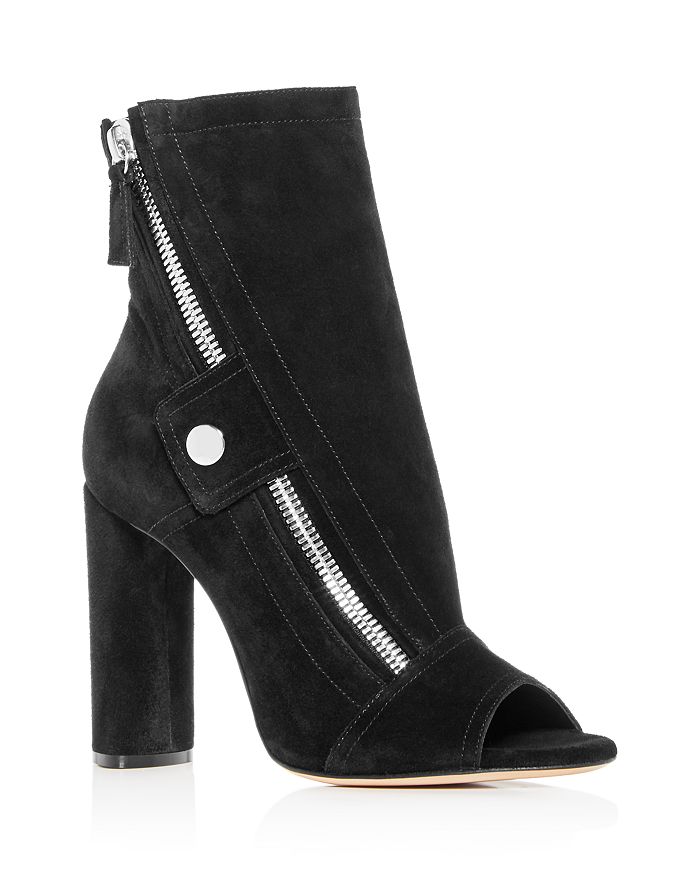 Casadei Women's Zip Open-toe High-heel Booties In Black