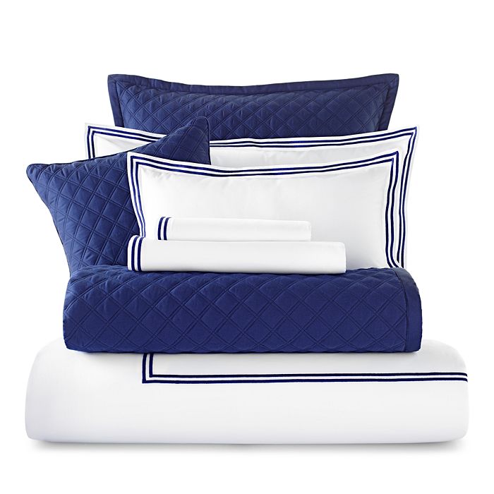 Shop Hudson Park Collection Hudson Park Italian Percale Stitch Standard Pillowcase, Pair - 100% Exclusive In Marine Navy