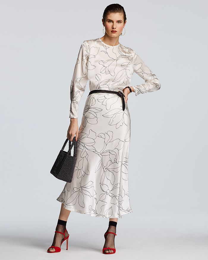 Equipment Iva Printed Silk Skirt Gorjana Amara Hoop Earrings