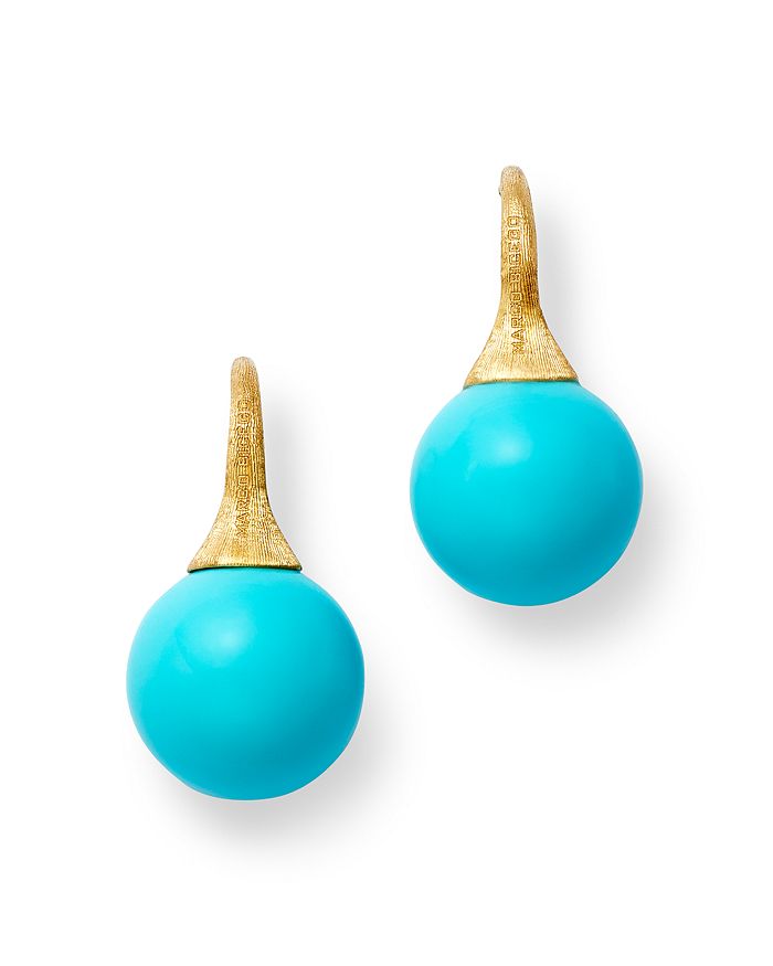 Marco Bicego 18k Yellow Gold Turquoise Drop Earrings In Blue/gold