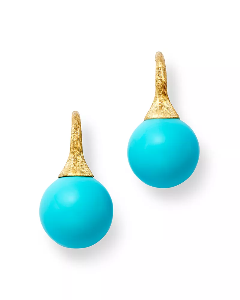 Marco Bicego 18K Yellow Gold Africa Boule Boule Turquoise Drop Earrings