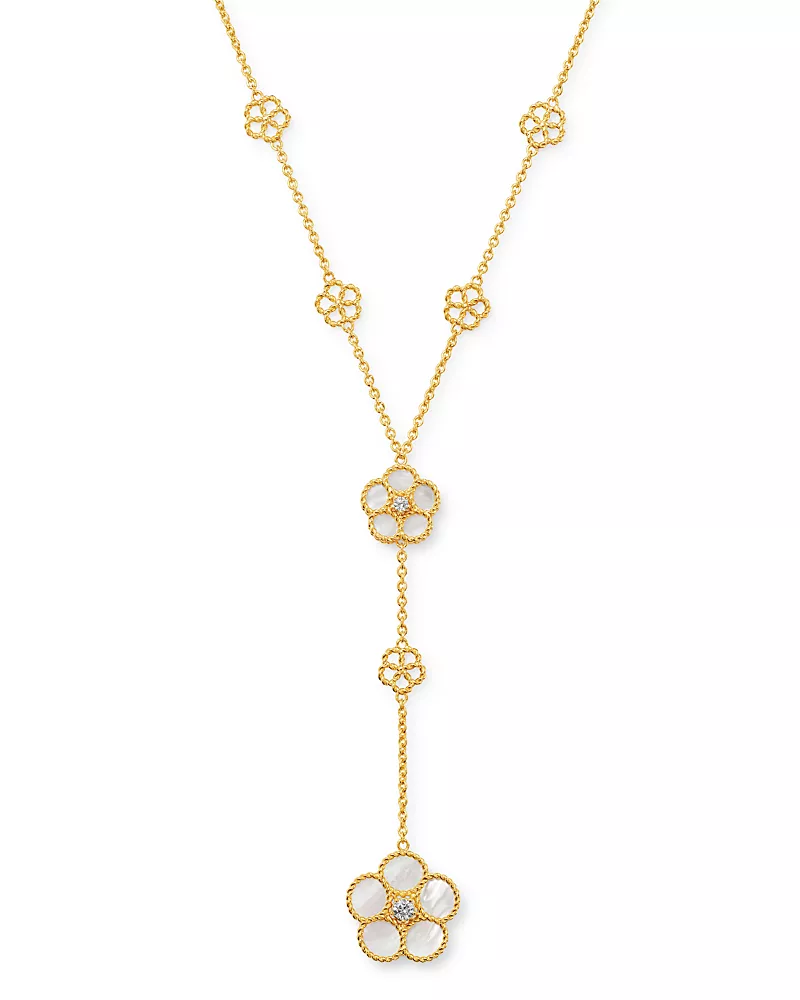 Roberto Coin 18K Yellow Gold Daisy Mother-of-Pearl & Diamond Y-Necklace, 16 - Exclusive