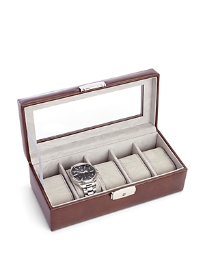 Royce New York Aristo Leather Five Slot Watch Box Display In Tan