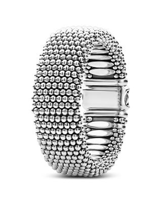 Sterling Silver Caviar Wide Bracelet