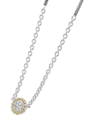 LAGOS 18K Gold and Diamond Caviar Pendant Necklace, 16"