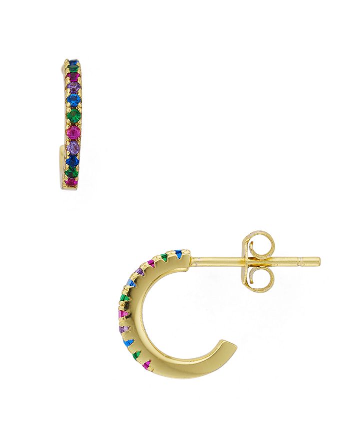 Aqua Rainbow Huggie Hoop Earrings In 14k Gold-plated Sterling Silver - 100% Exclusive In Multi/gold