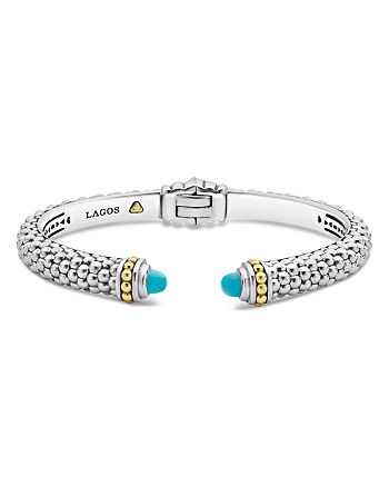 LAGOS - 18K Yellow Gold & Sterling Silver Caviar Color Cuff with Turquoise