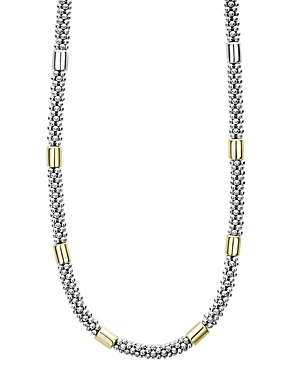 Lagos 18K YELLOW GOLD & STERLING SILVER HIGH BAR STATION NECKLACE, 16