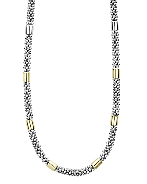 Lagos Sterling Silver & 18K Yellow Gold High Bar Station Necklace, 18