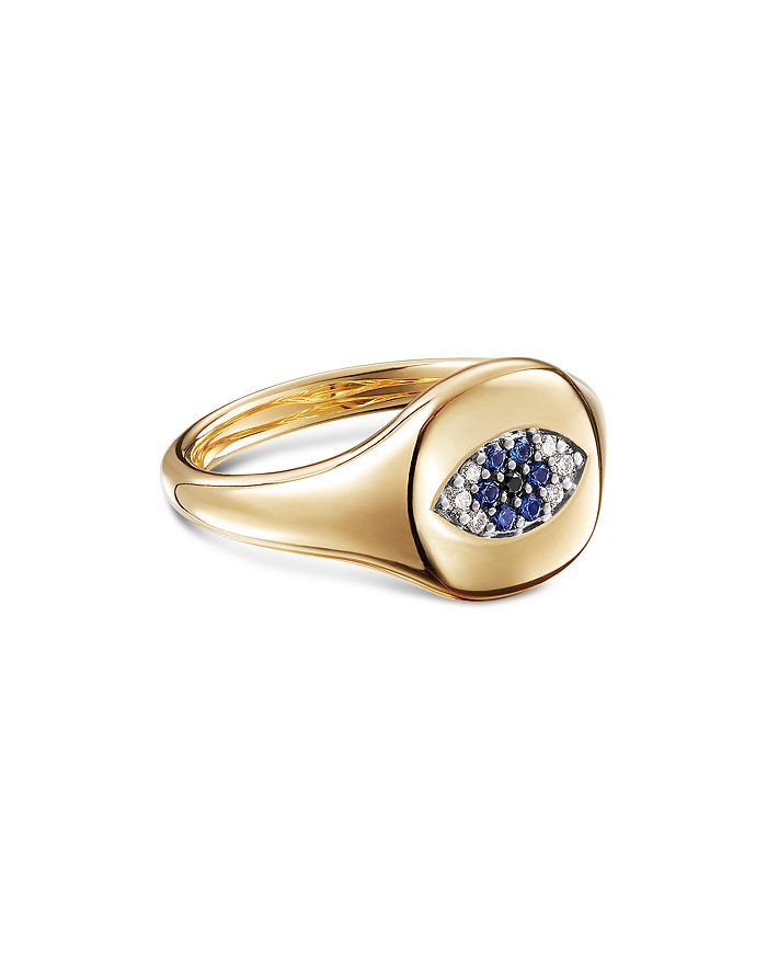 DAVID YURMAN CABLE COLLECTIBLES EVIL EYE MINI PINKY RING IN 18K GOLD WITH DIAMONDS,R14023D88ABSBDDI3