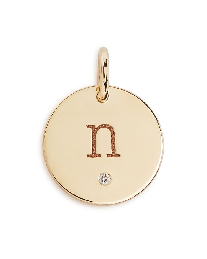 Zoë Chicco 14k Yellow Gold Medium Disc Pave Diamond Letter Charm In N/gold
