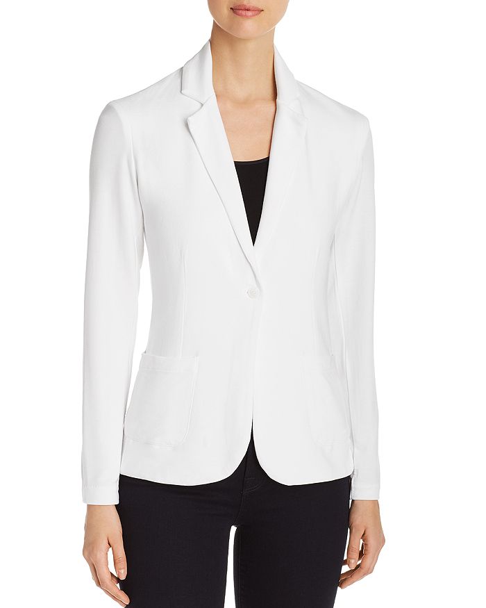 Majestic Stretch Linen One-button Blazer In Blanc