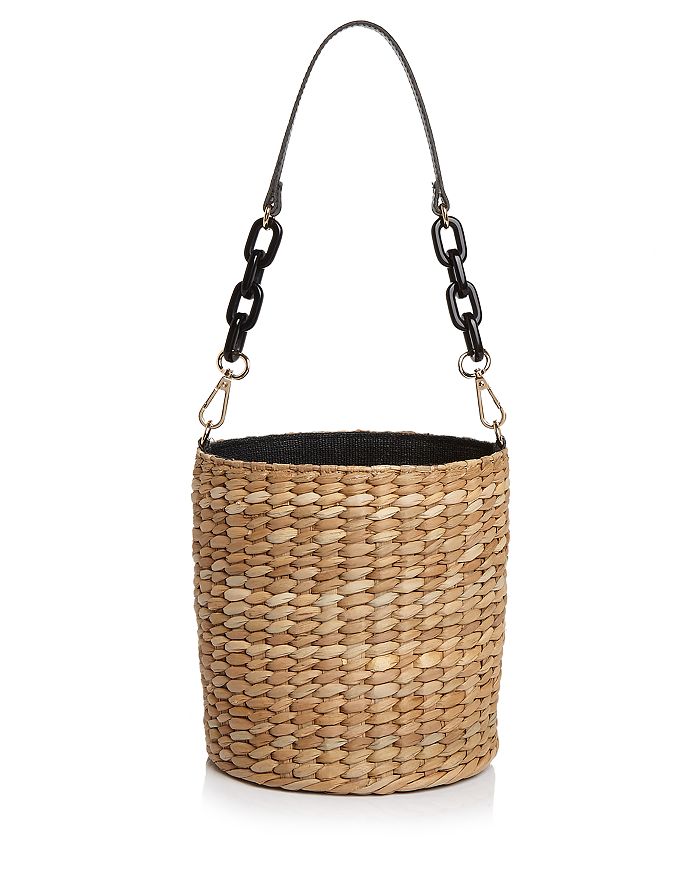 Kayu Colette Woven Bucket Bag In Natural/black/gold