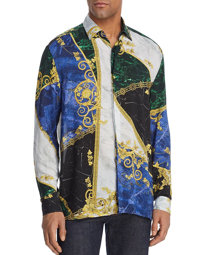 Versace Collection Marble Print Regular Fit Shirt | Bloomingdale's