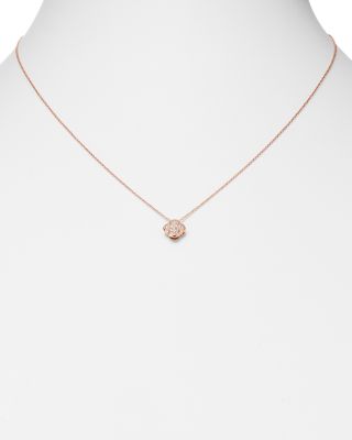 Pav&eacute; Diamond Clover Pendant Necklace in 14K Rose Gold, 0.08 tcw 
