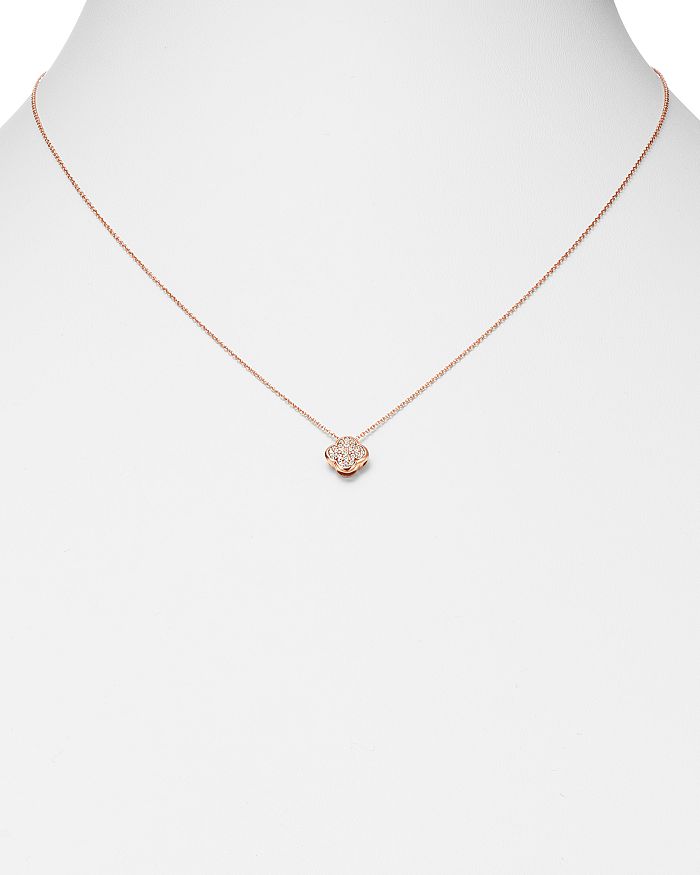 Shop Bloomingdale's Pave Diamond Clover Pendant Necklace In 14k Rose Gold, 0.08 Ct. T.w. - 100% Exclusive In White/rose Gold