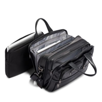 Alpha 3 Leather Expandable Organizer Laptop Brief
