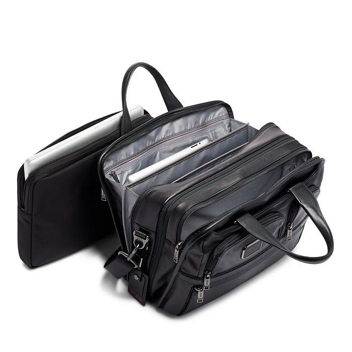 Shop Tumi Alpha 3 Leather Expandable Organizer Laptop Brief In Black