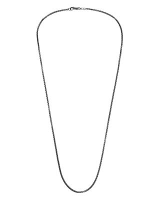 Sterling Silver with Satin Matte Black Rhodium Classic Chain Necklace, 22"