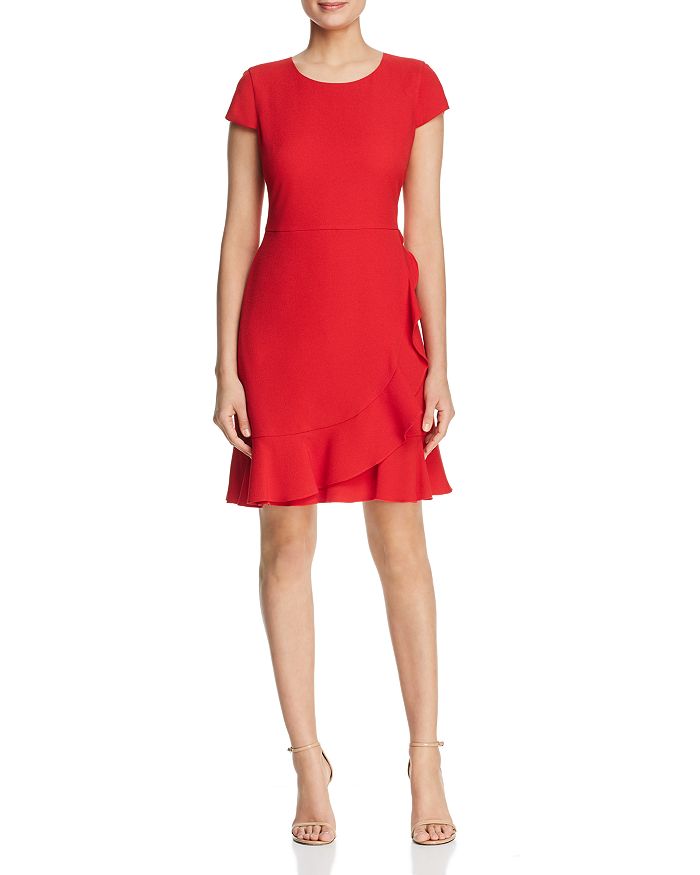 Karl Lagerfeld Ruffle Dress In Red | ModeSens