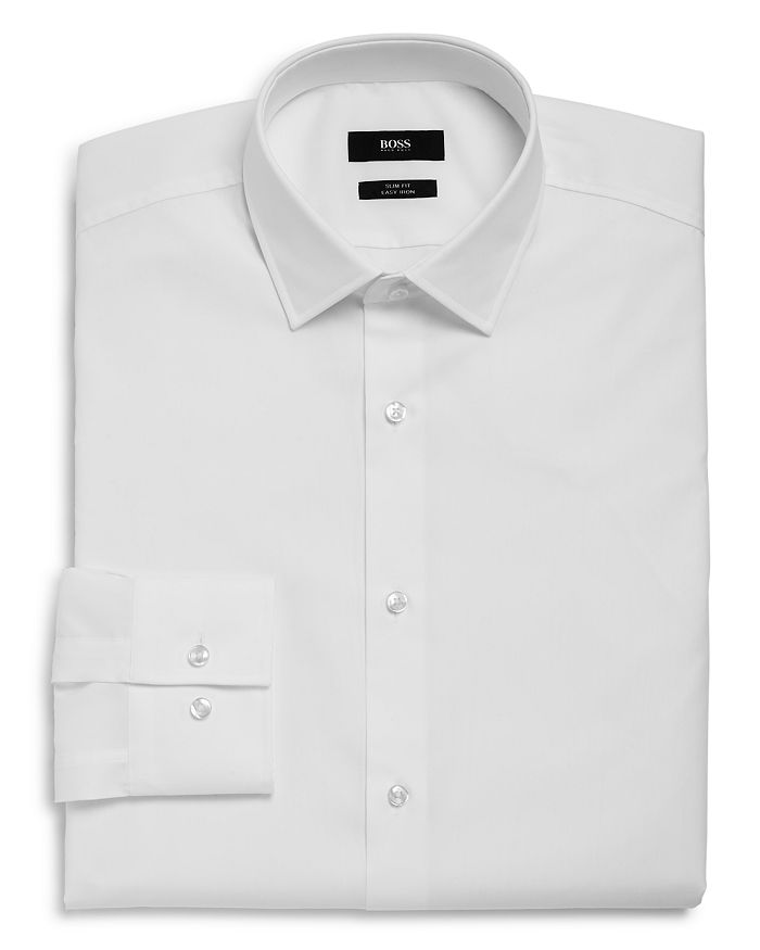 Shop Hugo Boss Basic Solid Slim Fit Dress Shirt In White