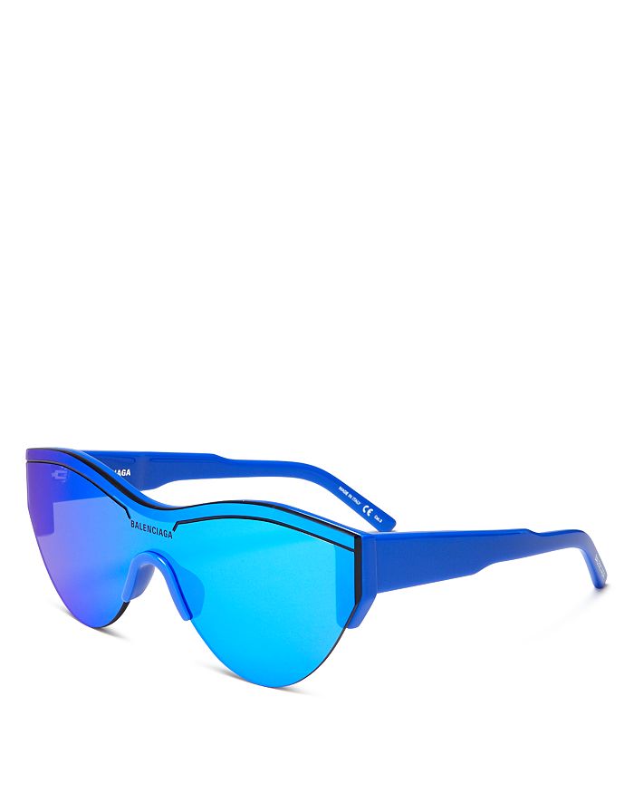 Balenciaga Women's Cat Eye Shield Sunglasses, 99mm In Blue/blue Mirror 