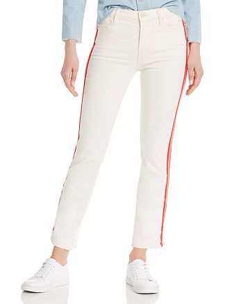 MOTHER The Dazzler Track Stripe Straight-Leg Jeans in Whipping The