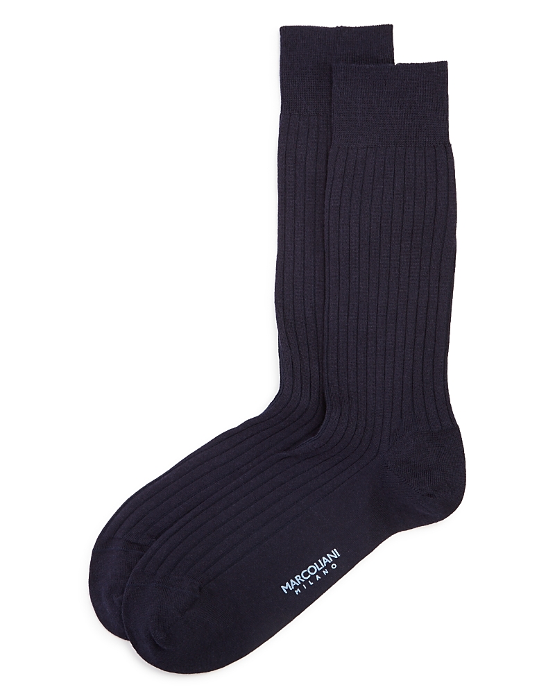 Marcoliani Ribbed Dress Socks In Navy