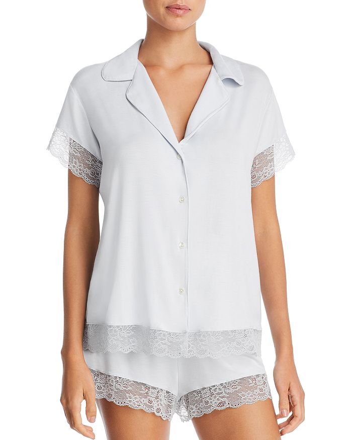 Eberjey Malou Lace-trim Short Pajama Set In Water Blue