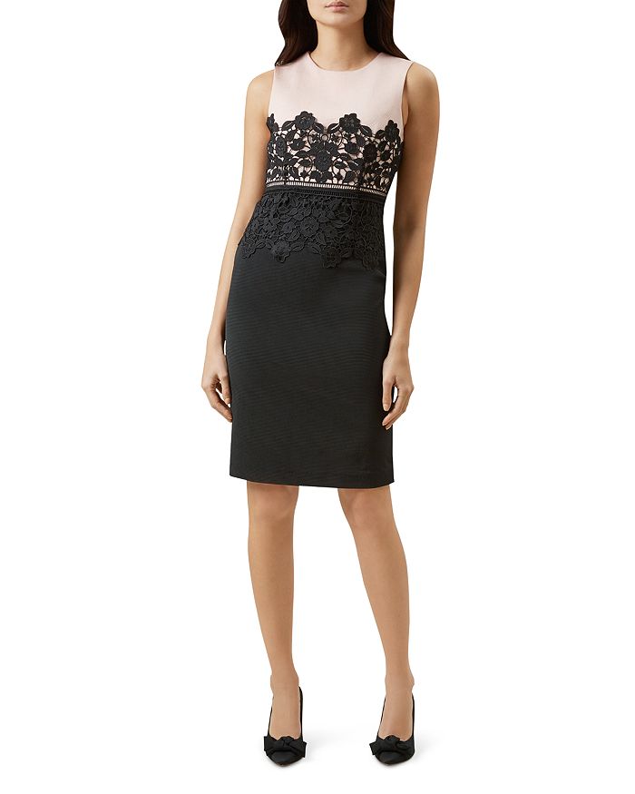 HOBBS LONDON SERAPHINA LACE TRIM SHEATH DRESS 011958721185L00