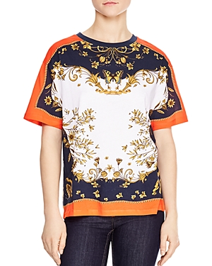Sandro Cottons THAIS COLOR-BLOCKED PRINTED COTTON TEE