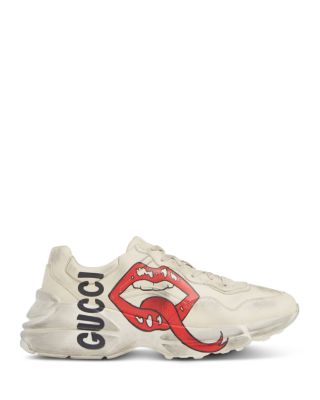 New Gucci Men Leather Rython Dirty mouth Sneakers Ivory 15