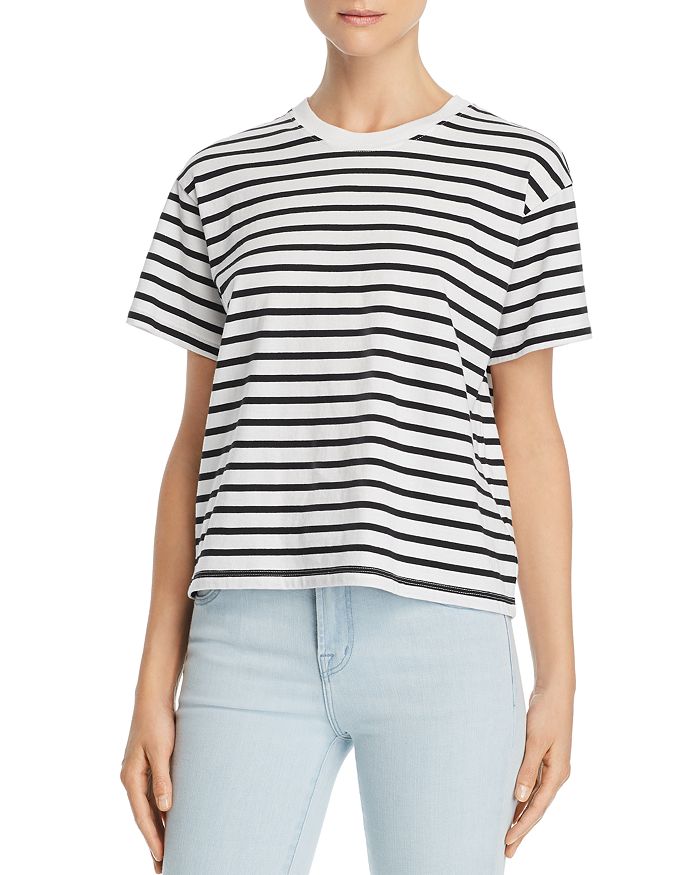 Atm Anthony Thomas Melillo Striped Crewneck Short-sleeve Jersey Boy Tee In Black/white