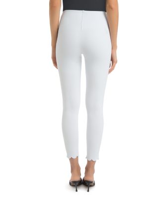 Denim Scalloped Ankle Leggings in White