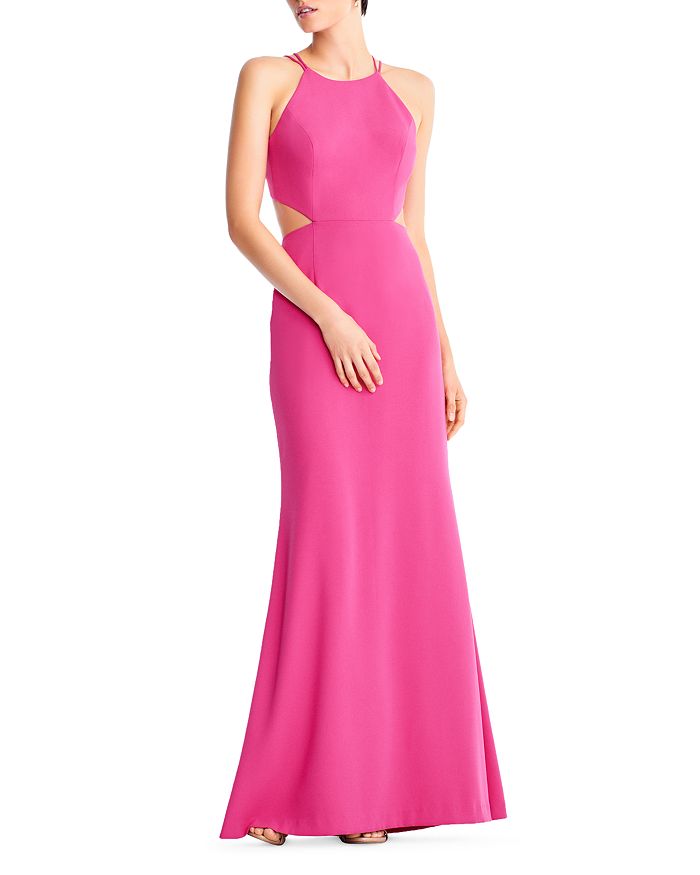 Aidan Mattox Aidan By Crepe Cutout Gown In Bright Pink | ModeSens