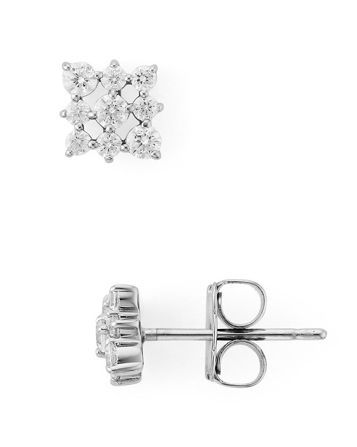Nadri Lattice Stud Earrings In Silver
