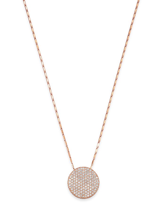 Bloomingdale's Pave Diamond Medallian Necklace In 14k Rose Gold, 1.50 Ct. T.w. - 100% Exclusive In White/rose Gold