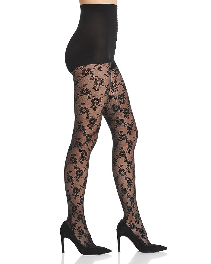 DKNY FLORAL LACE TIGHTS,DYS087