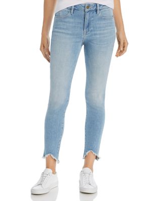 FRAME - Le High Triangle Raw-Edge Skinny Jeans in Floyd