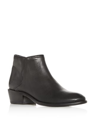 black leather booties low heel