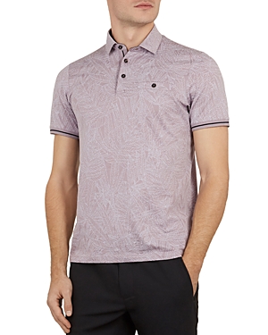 TED BAKER VANESS LEAF PRINT SLIM FIT POLO SHIRT,MMB-VANESS-TH9M