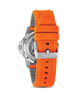 Marine Star Orange Silicone Strap Automatic Watch, 45mm